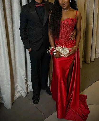 Stunning Mermaid/Trumpet Spaghetti Straps Sleeveless Satin Backless Floor-Length Prom Dress