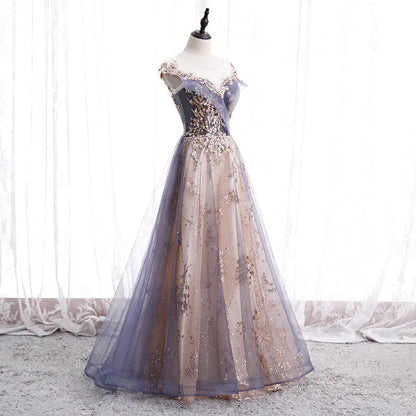 Stylish A-Line Scoop Neck Sleeveless Sequins Floor-Length Prom Dress