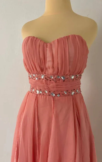 Stylish A-Line Strapless Sleeveless Pleated Chiffon Short-Mini Homecoming Dress