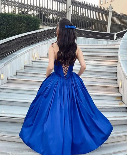 Stylish Ball Gown Off the Shoulder Sleeveless Satin Pleated Floor-Length Party Dress