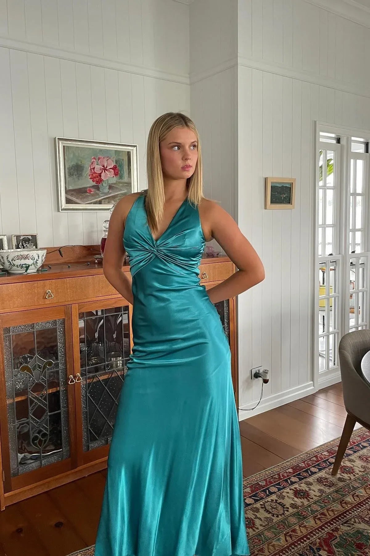 Stylish Fitted Off the Shoulder Sleeveless Satin Sweep/Brush Train Prom Dress