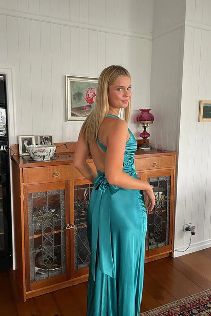 Stylish Fitted Off the Shoulder Sleeveless Satin Sweep/Brush Train Prom Dress