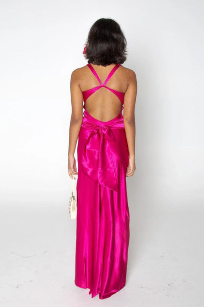 Stylish Fitted Off the Shoulder Sleeveless Satin Sweep/Brush Train Prom Dress