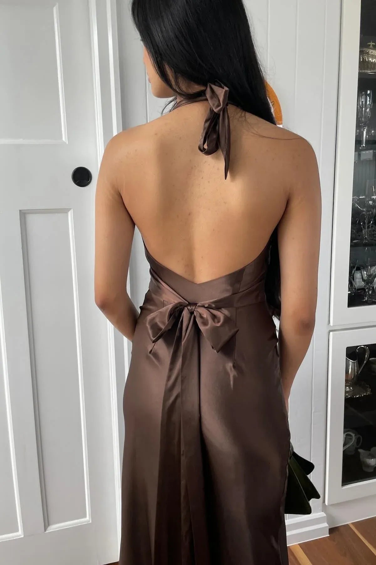 Stylish Fitted Off the Shoulder Sleeveless Satin Sweep/Brush Train Prom Dress