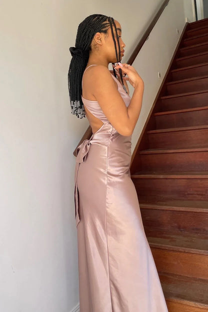 Stylish Fitted Off the Shoulder Sleeveless Satin Sweep/Brush Train Prom Dress