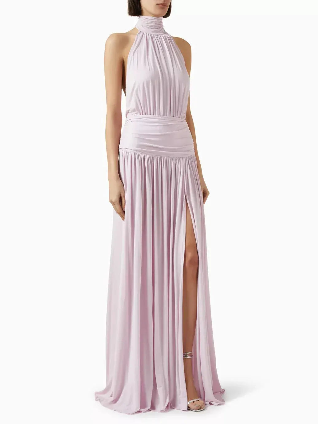 Stylish A-Line Halter Neck Sleeveless Chiffon Floor-Length Backless Prom Dress