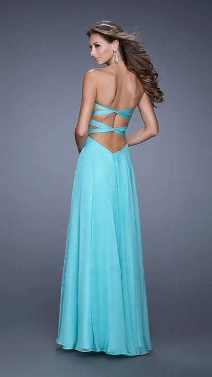 Stylish A-Line Sweetheart Sequins Cutout Back Flowy Aqua Blue Floor-Length Prom Dress