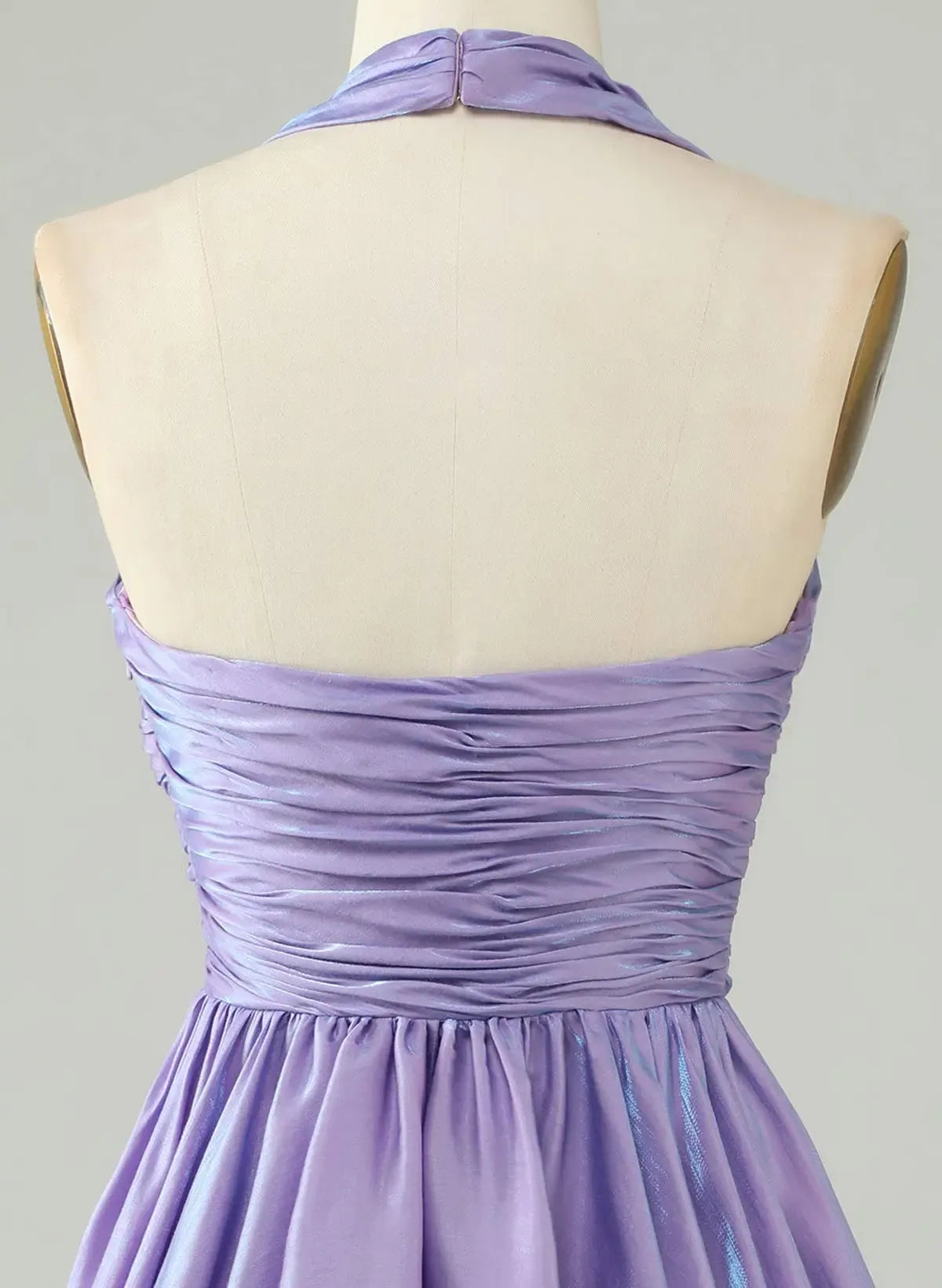 Sweet A-Line Halter Ruched Open Back Lavender Short Homecoming Dress For Ladies