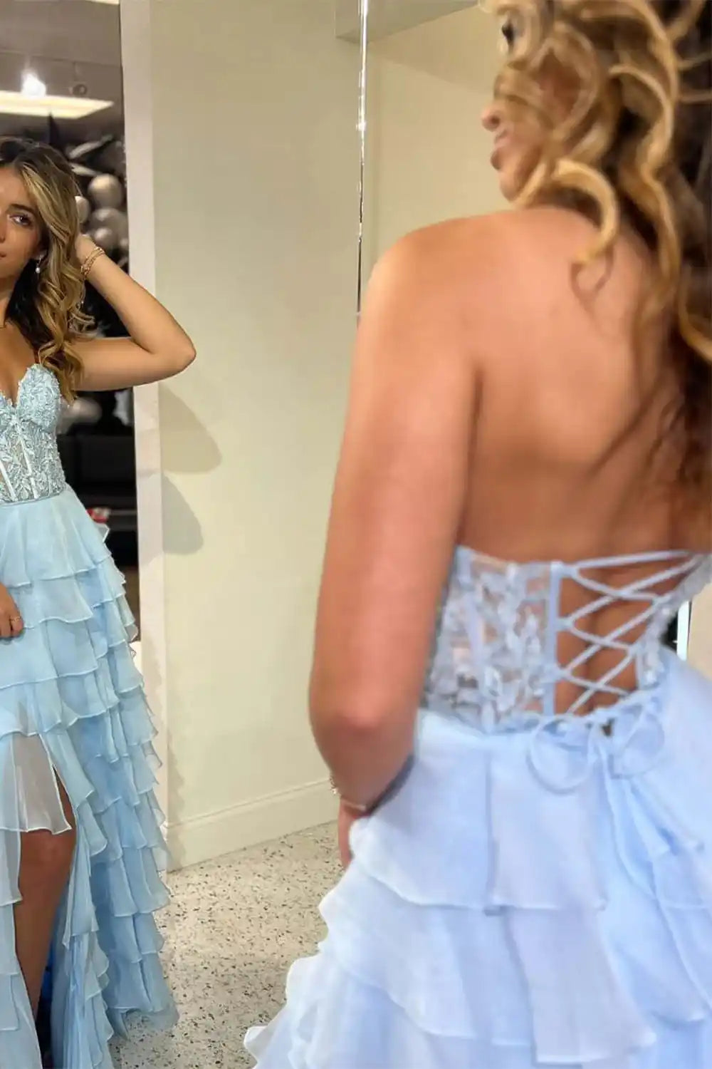 Sweetheart Corset Prom Dress with Slit Evening Dresses