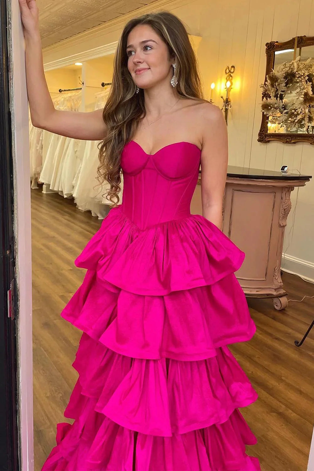 Sweetheart Pink Corset Prom Dress