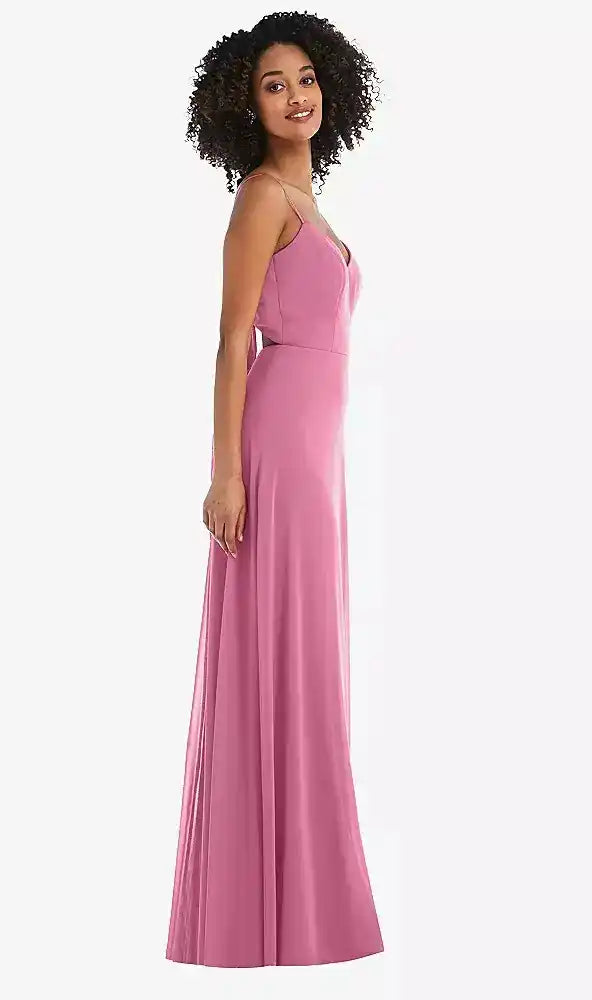 Tie-Back Cutout Maxi Dress with Front Slit in Orchid Pink