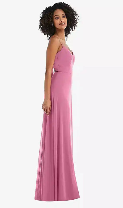 Tie-Back Cutout Maxi Dress with Front Slit in Orchid Pink