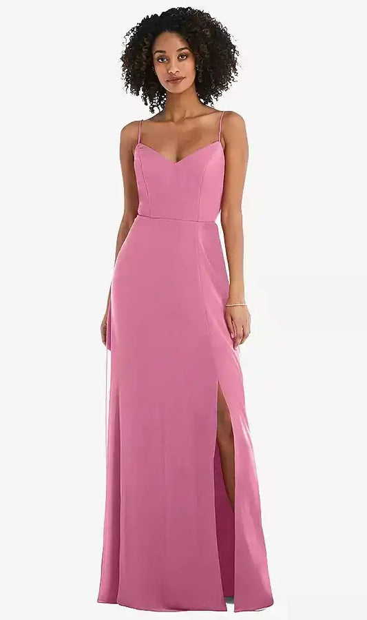Tie-Back Cutout Maxi Dress with Front Slit in Orchid Pink