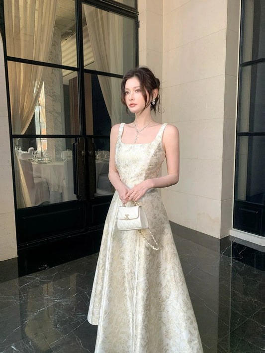 Timeless A-Line Square Neck Sleeveless Zipper Back Floor-Length Evening Formal Dress