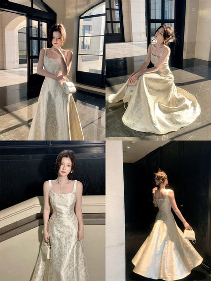 Timeless A-Line Square Neck Sleeveless Zipper Back Floor-Length Evening Formal Dress