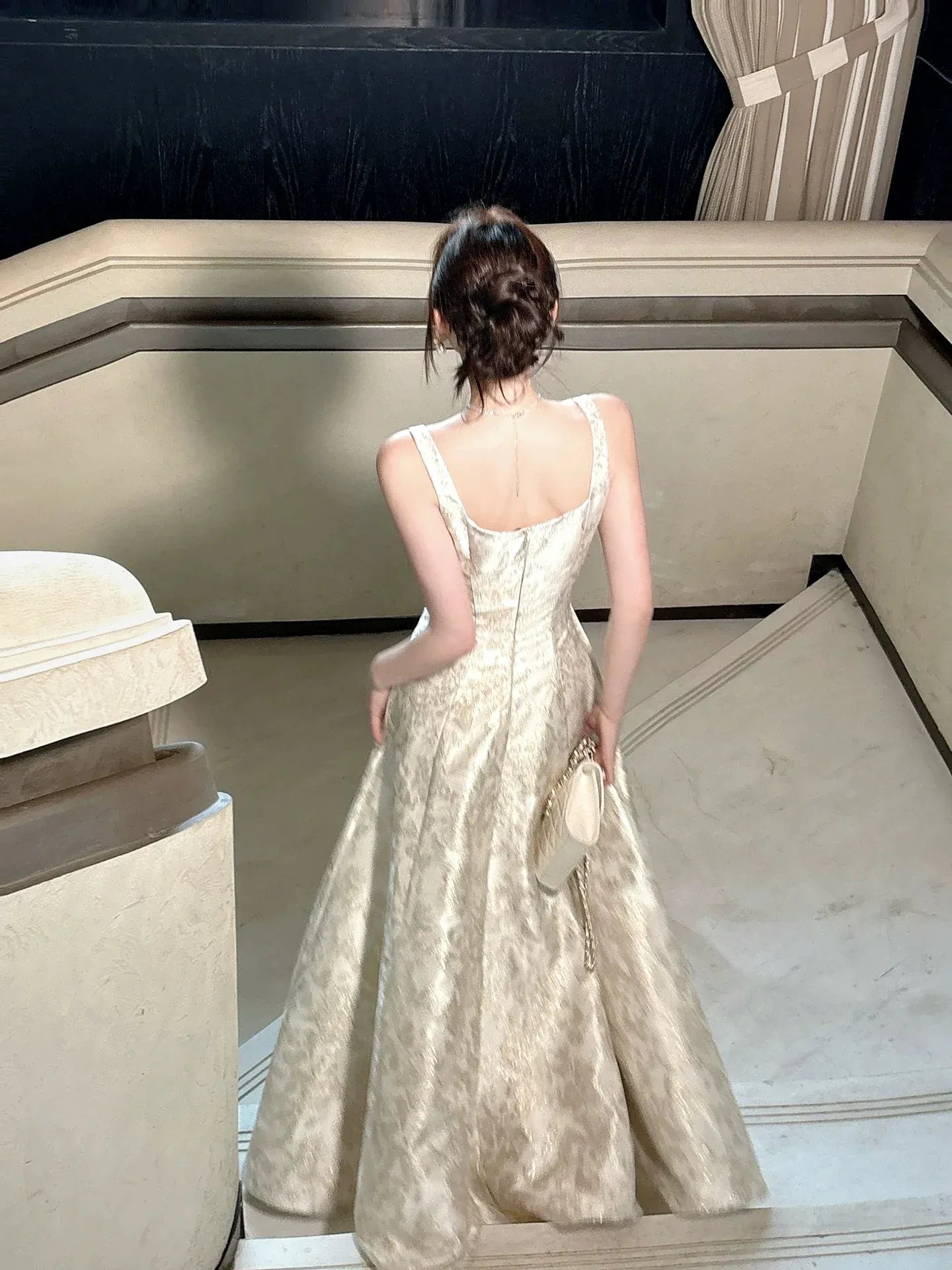 Timeless A-Line Square Neck Sleeveless Zipper Back Floor-Length Evening Formal Dress