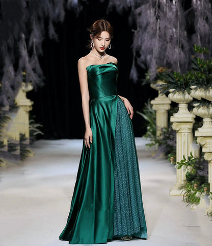 Trendy A Line Off the Shoulder Sleeveless Satin Floor-Length Prom Dress