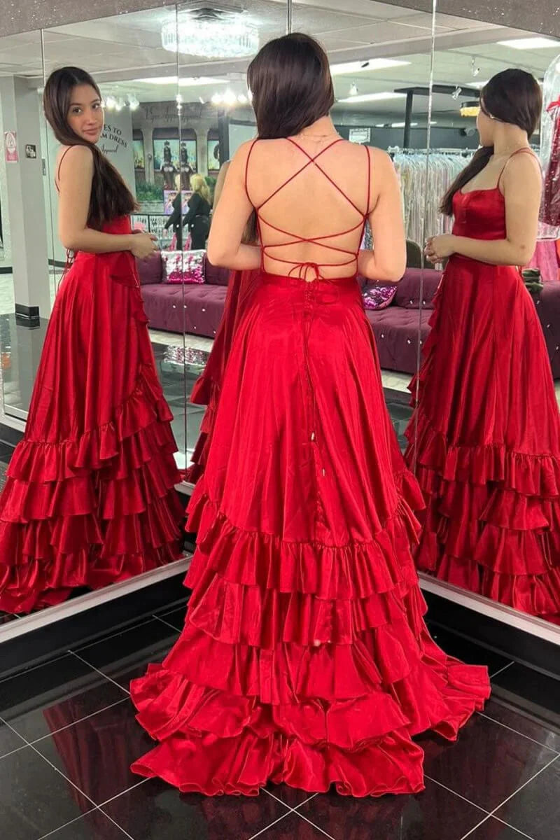 Trendy A Line Strapless Sleeveless Lace Up Floor-Length Prom Dress