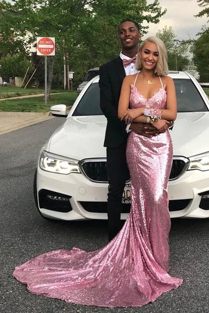 Trendy Mermaid Halter Neck Sleeveless Lace Up Sweep/Brush Train Prom Dress