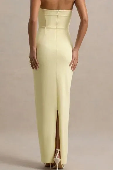 Trendy Sheath Strapless Sleeveless Satin Bows Floor-Length Party Dress