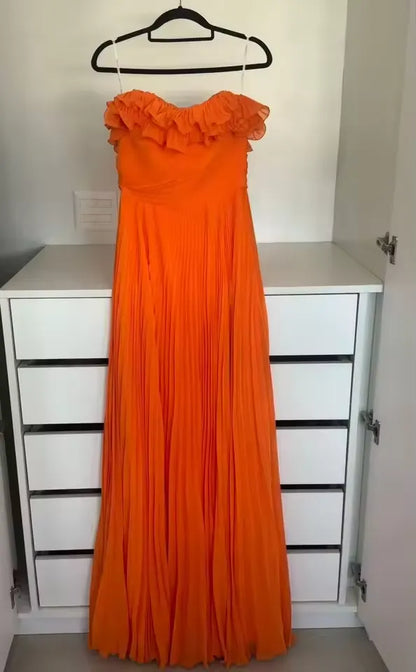 Trendy A-Line Strapless Sleeveless Lace Up Floor-Length Prom Dress