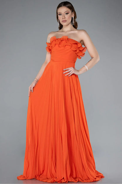 Trendy A-Line Strapless Sleeveless Lace Up Floor-Length Prom Dress