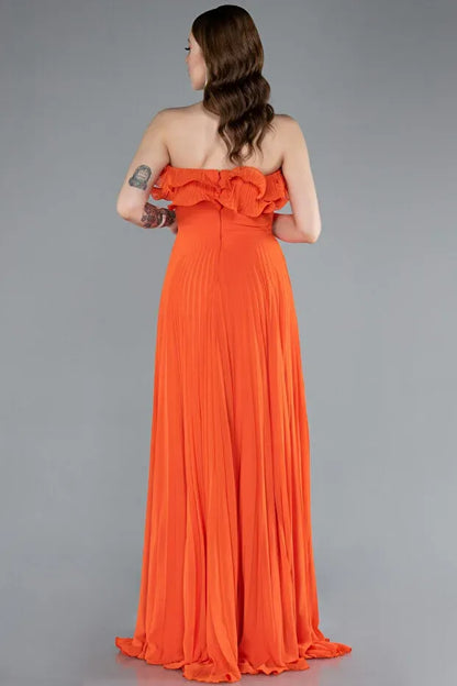 Trendy A-Line Strapless Sleeveless Lace Up Floor-Length Prom Dress