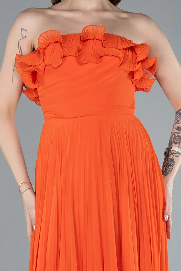Trendy A-Line Strapless Sleeveless Lace Up Floor-Length Prom Dress