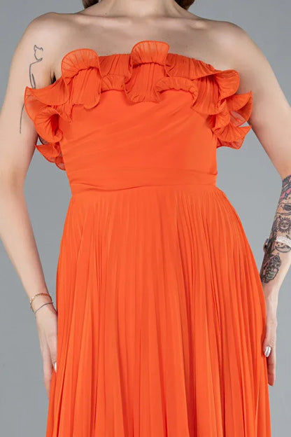 Trendy A-Line Strapless Sleeveless Lace Up Floor-Length Prom Dress