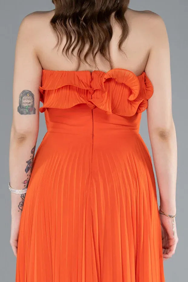 Trendy A-Line Strapless Sleeveless Lace Up Floor-Length Prom Dress