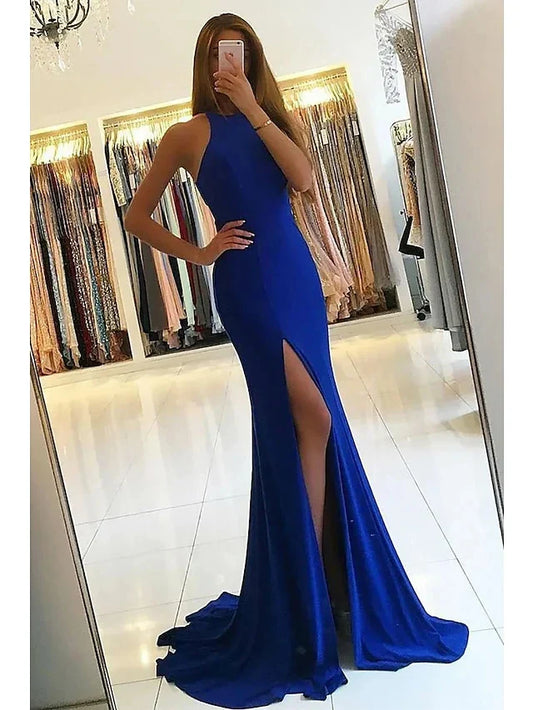 Trumpet Mermaid High Neck Floor-Length Prom Dresses