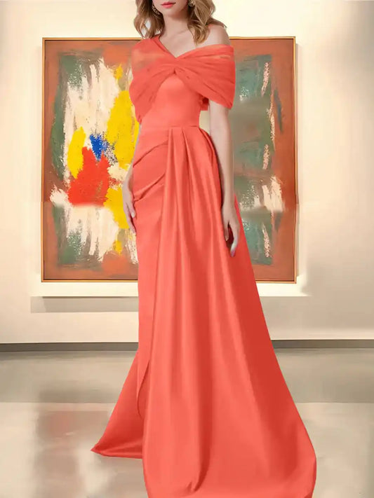 Trumpet Mermaid Off-the-Shoulder Sleeveless Evening Dresses with Ruffles & Split Front