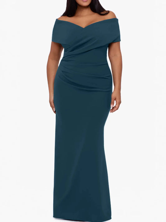 Trumpet Mermaid Off-the-Shoulder Sleeveless Floor-Length Plus Size Mother Of The Bride Dresses