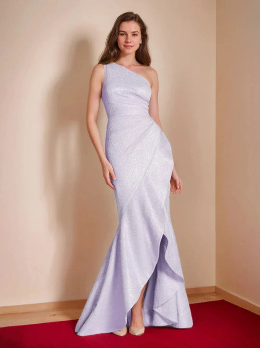Trumpet Mermaid One-Shoulder Asymmetrical Elegant Mother of the Bride & Groom Dresses with Ruffles