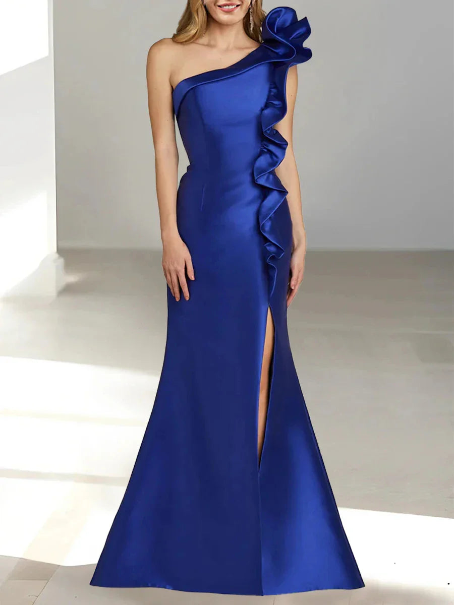 Trumpet Mermaid One-Shoulder Sleeveless Split Side Mother Of The Bride Dresses