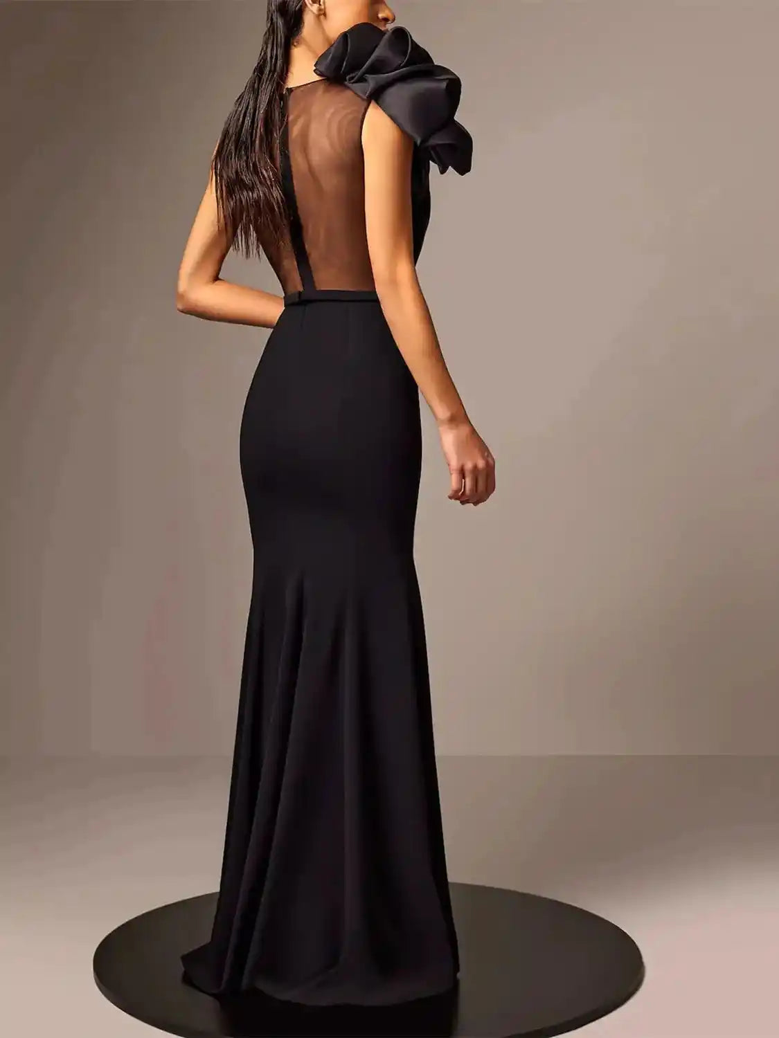 Trumpet Mermaid Sleeveless Satin Evening Dresses With Flower