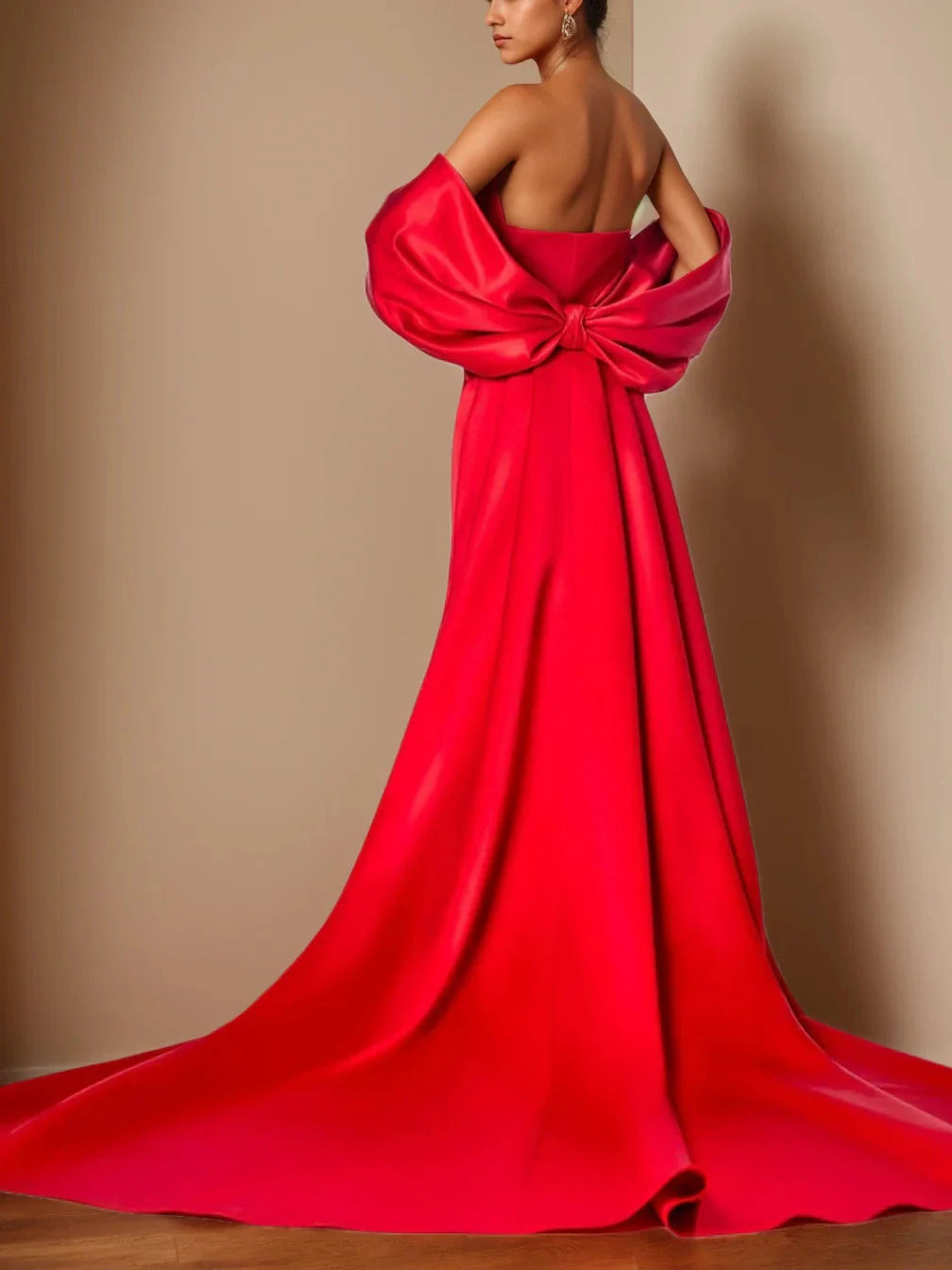 Trumpet Mermaid Strapless Sleeveless Floor-Length Unique Mother of the Bride Dresses with Split Side & Ruffles