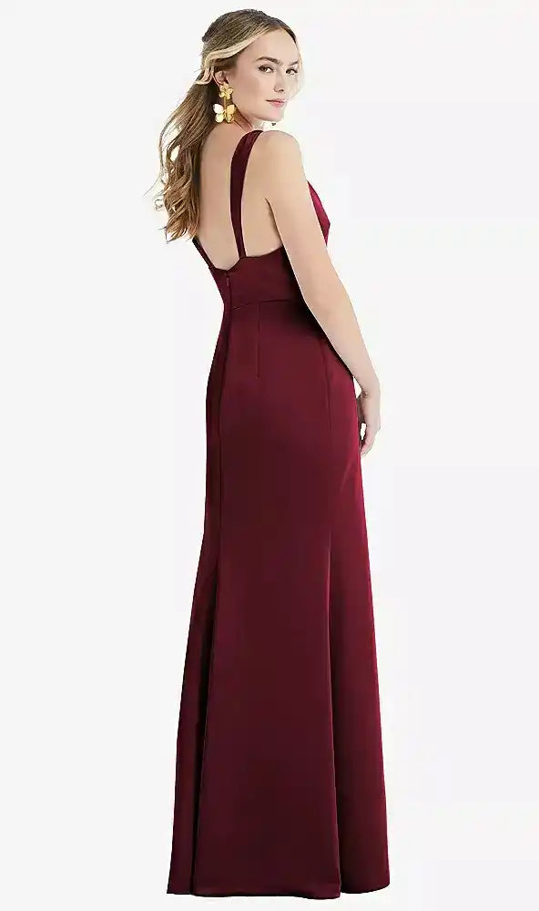 Twist Strap Maxi Slip Dress with Front Slit - Neve in Cabernet