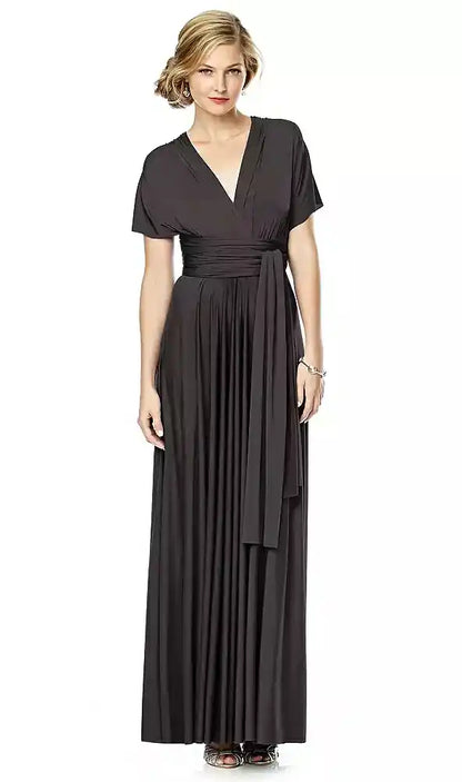 Twist Wrap Convertible Maxi Dress in Graphite
