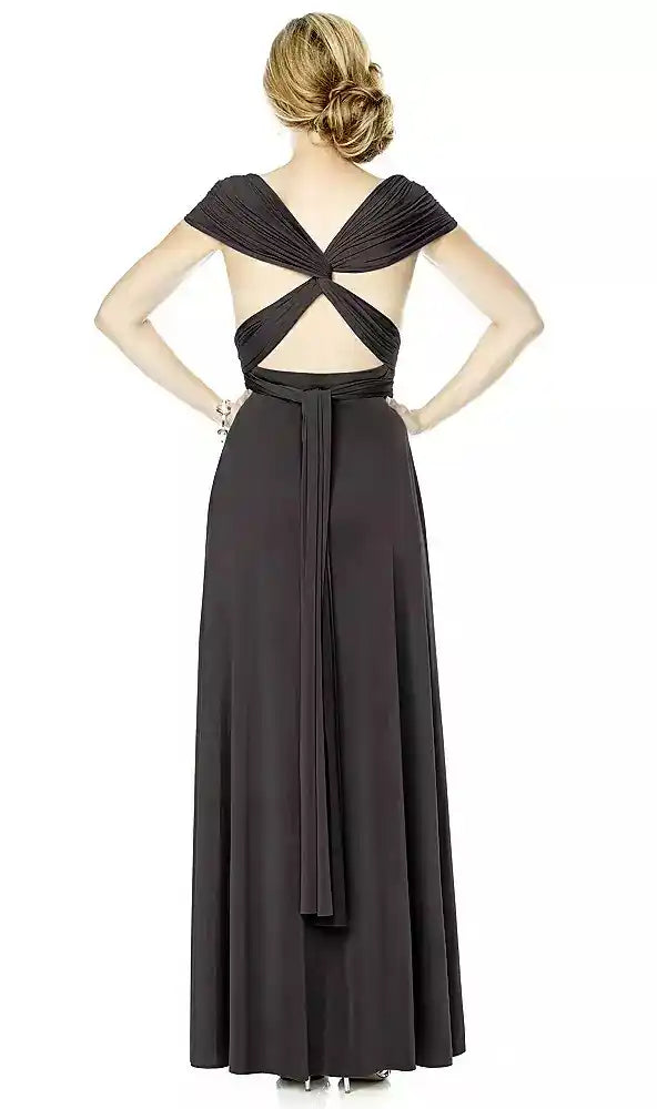 Twist Wrap Convertible Maxi Dress in Graphite