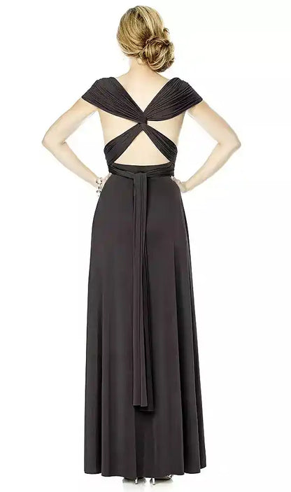 Twist Wrap Convertible Maxi Dress in Graphite