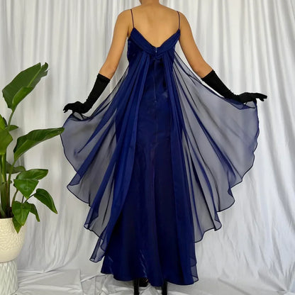 Unique A-Line Spaghetti Straps Backless Floor-Length Prom Dress