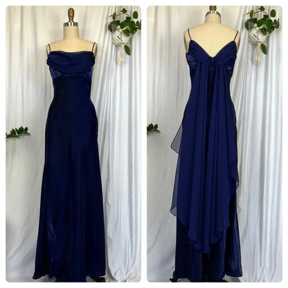Unique A-Line Spaghetti Straps Backless Floor-Length Prom Dress