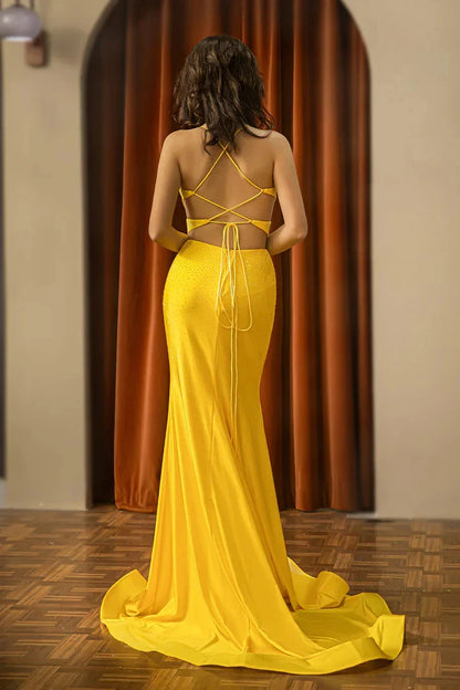 Unique design Classic fit Sleeveless Spaghetti Strap Lace-Up Back Mopping The Floor Prom Dresses