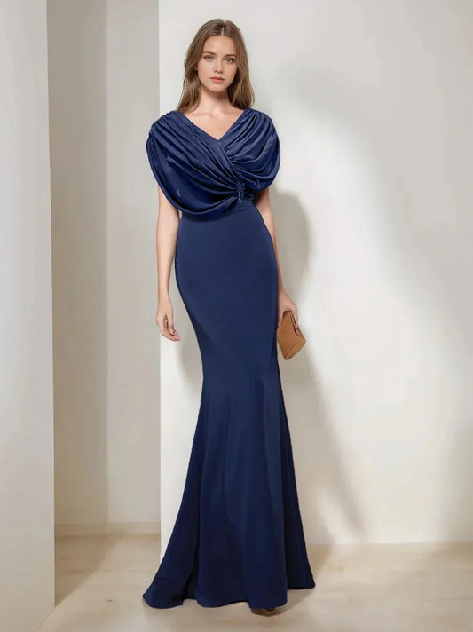 Unique design Exquisite tailoring V-Neck Tulle Sleeveless Wrap The Buttocks Evening Dress