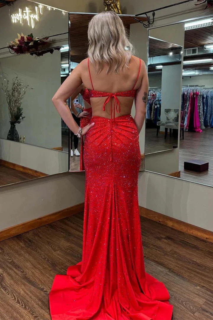 Unique design Full of charm Spaghetti Strap Square Neck Wrap The Buttocks Floor Length Prom Dresses