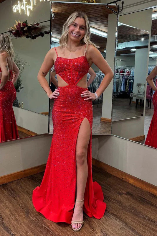 Unique design Full of charm Spaghetti Strap Square Neck Wrap The Buttocks Floor Length Prom Dresses
