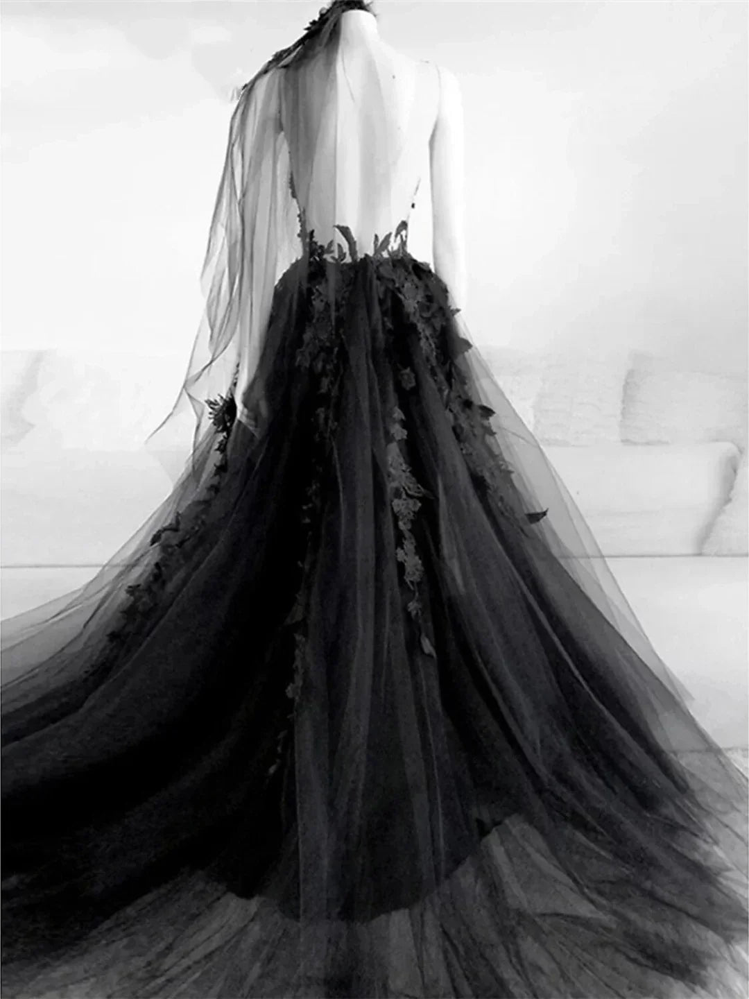 Unique design Full of charm Top-quality fabric Tulle Applique Backless Spaghetti Strap Sleeveless Evening Dress