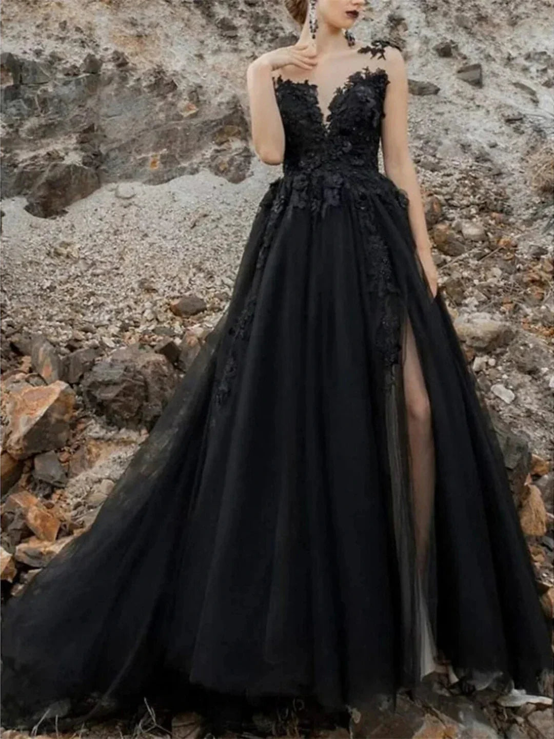 Unique design Full of charm Top-quality fabric Tulle Applique Backless Spaghetti Strap Sleeveless Evening Dress
