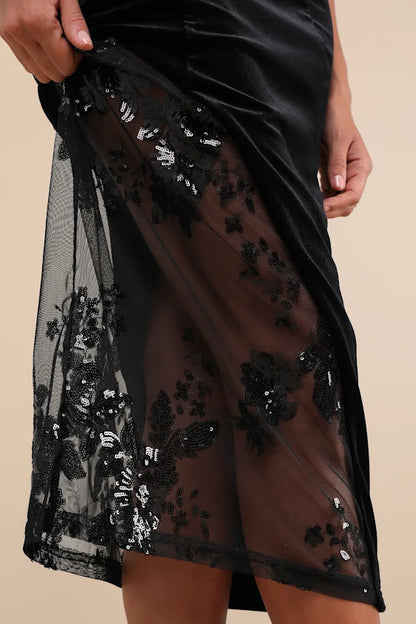 Quyihu Prom Dress In Store So Luxe Burgundy Velvet Mesh Sequin Strapless Midi Dress Formal Women's Dresses